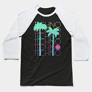 TECHNO  - Palm Trees (Blue/Pink) Baseball T-Shirt